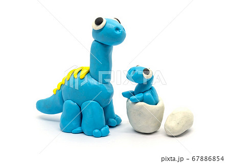 Play dough Brachiosaurus and egg on white Play dough Brachiosaurus and egg on white 67886854