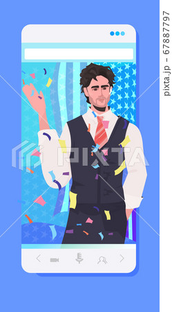 male politician with usa flag celebrating 4th of july american independence day celebration concept 67887797