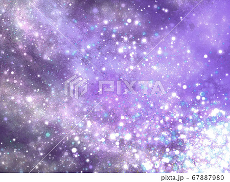 幻想的な夜空の様な紫のキラキラ抽象画のイラスト素材