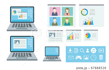 ノートpc 画面各種 リモート画面など のイラスト素材