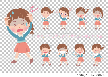 体調不良 女の子 全身 イラストのイラスト素材