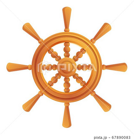 Cruise ship wheel icon, cartoon style 67890083