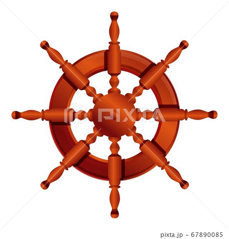 Steering ship wheel icon, cartoon style 67890085