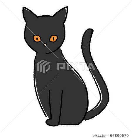 かわいい黒猫 ハロウィン 手描き風のイラスト素材 67890670 Pixta