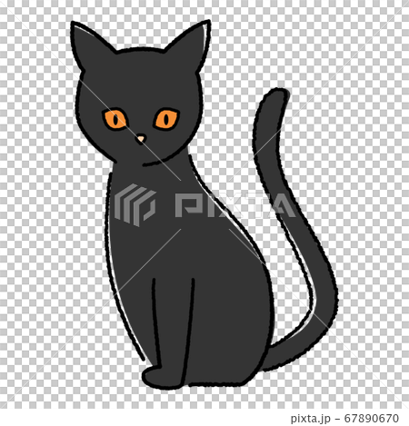 かわいい黒猫 ハロウィン 手描き風のイラスト素材