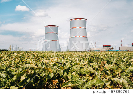 Belarusian nuclear power plant in Ostrovets district.Field around the nuclear power plant. Belarus Belarusian nuclear power plant in Ostrovets district.Field around the nuclear power plant. Belarus 67890762