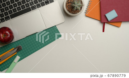 Workspace with copy space, laptop, cutting mat, Workspace with copy space, laptop, cutting mat, 67890779