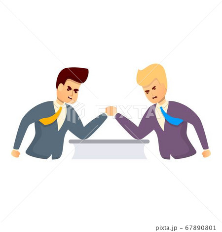 Office worker arm wrestling icon, cartoon style 67890801