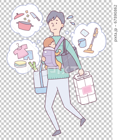 家事育児が忙しい男性 67890862