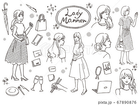 人物　女性　マナー　ポーズ 67890876