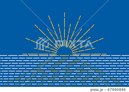 海　波　太陽光　線画 67890886