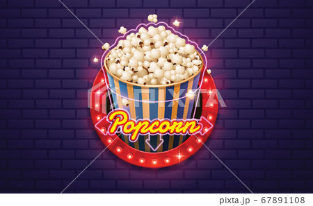 light sign popcorn brickwall background 67891108