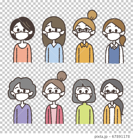 婦女戴著面具的插圖集 婦女戴著面具的插圖集 67891178