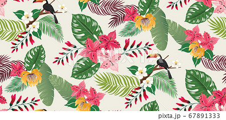 Vector illustration of seamless exotic floral pattern in spring  67891333