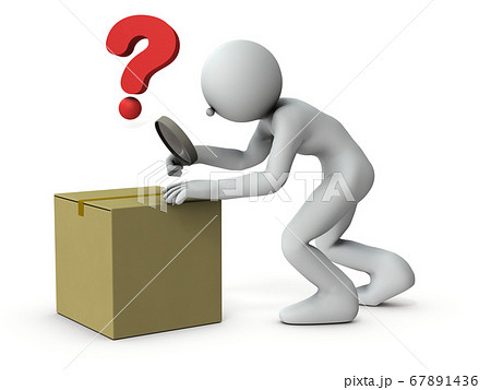 不審物を調査するキャラクター。3Dレンダリング 67891436