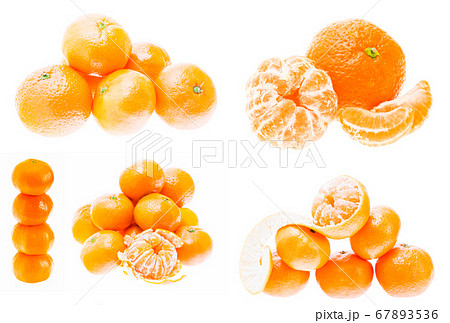 Mandarin Orange Fruits Isolated On White Background. Healthy Food. Mandarins Contain A High Content Of Vitamin C Mandarin Orange Fruits Isolated On White Background. Healthy Food. Mandarins Contain A High Content Of Vitamin C 67893536