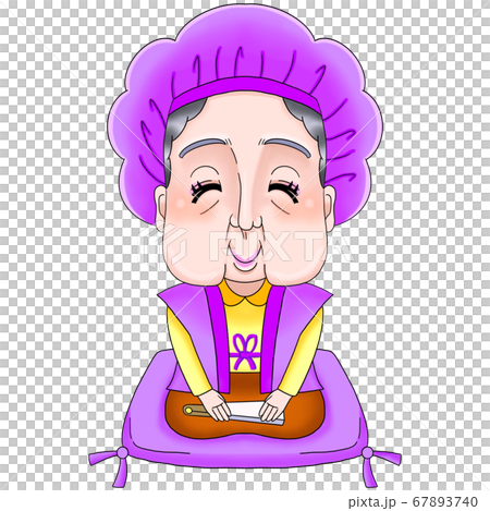 長寿のお祝い お婆さん 古希 喜寿 70歳 77歳 などのイラスト素材