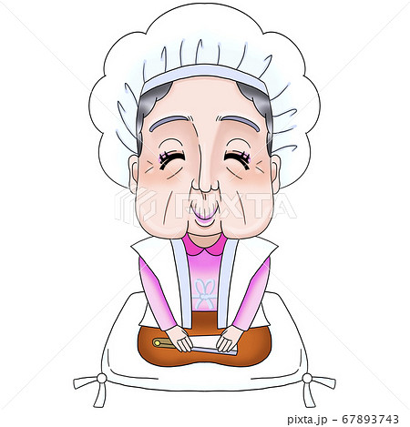 長寿のお祝い お婆さん 白寿 百寿 99歳 100歳 などのイラスト素材