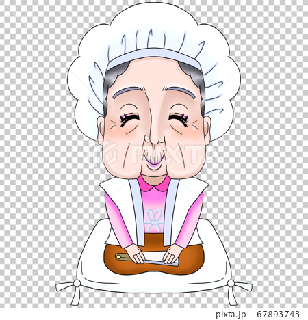 長寿のお祝い お婆さん 白寿 百寿 99歳 100歳 などのイラスト素材