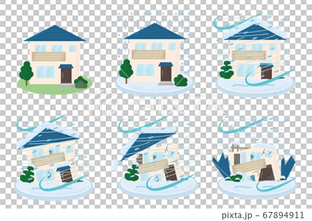 Vector illustration set of houses damaged by snowstorm 67894911