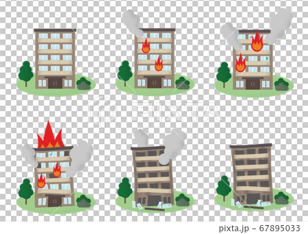 Vector illustration set of mansion in fire 67895033