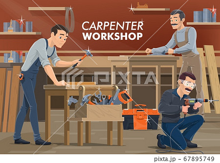 Carpenter and woodworker workers, wood works 67895749