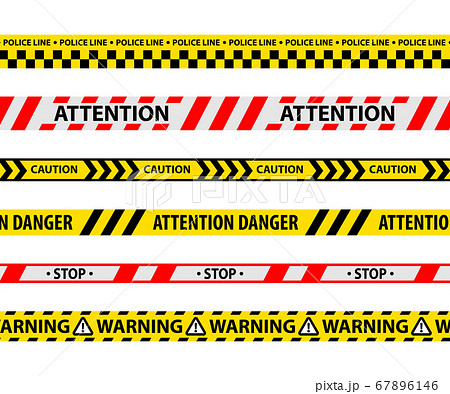 Set of isolated danger tape or yellow ribbon 67896146