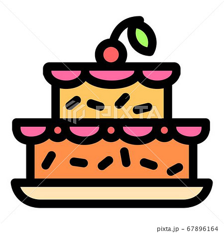 Cherry on birthday cake icon, outline style Cherry on birthday cake icon, outline style 67896164