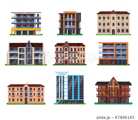 Set of isolated modern vector hotel buildings Set of isolated modern vector hotel buildings 67896165