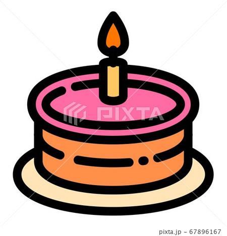 One candle cake icon, outline style 67896167