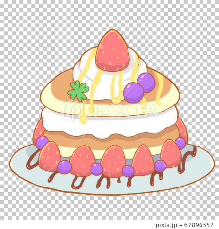 カラフル甘いパンケーキのイラスト素材