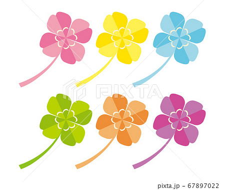 カラフルなクローバーのベクターイラスト 四つ葉のクローバーの