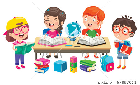 Happy Cute Cartoon School Children Happy Cute Cartoon School Children 67897051