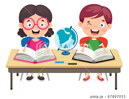 Happy Cute Cartoon School Children - Stock Illustration [67897055] - PIXTA
