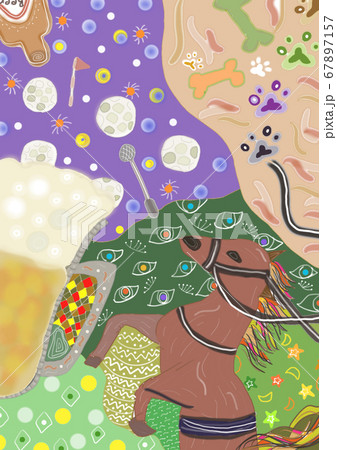 競馬とビール〜休日の鮮やかな世界〜 67897157