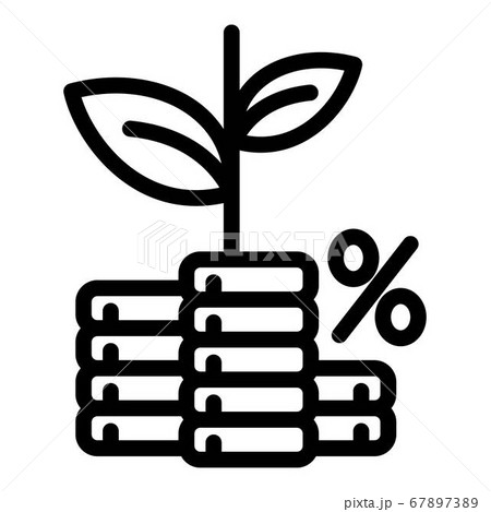 Plant coins stack icon, outline style Plant coins stack icon, outline style 67897389