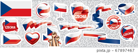 Vector set of the national flag of Czechia in various creative designs 67897467