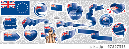 Vector set of the national flag of Cook Islands in various creative designs 67897553