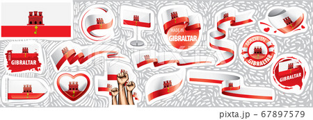 Vector set of the national flag of Gibraltar in various creative designs Vector set of the national flag of Gibraltar in various creative designs 67897579