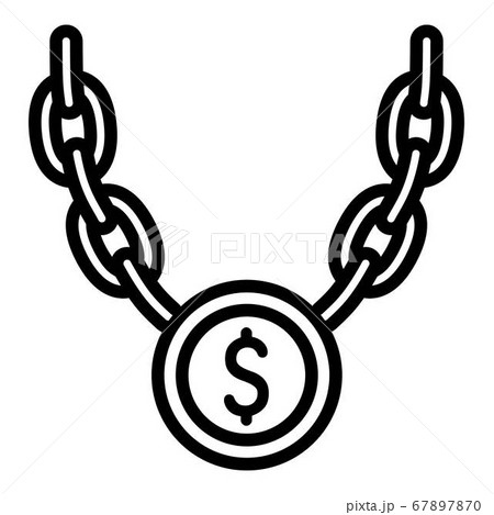 Dollar coin necklace icon, outline style Dollar coin necklace icon, outline style 67897870