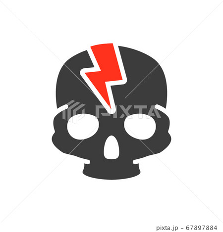 Skull with acute pain colored icon. Broken cranium, bone structure of the head symbol 67897884