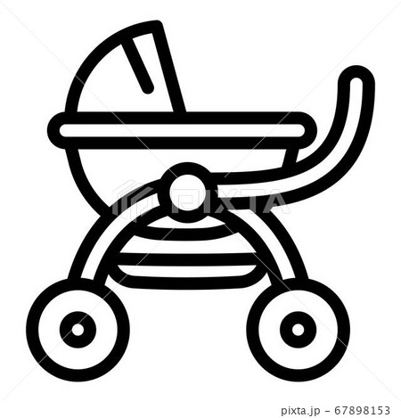Girl baby pram icon, outline style Girl baby pram icon, outline style 67898153