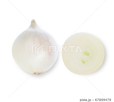 white onion top view on white background. white onion top view on white background. 67899479