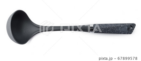 Plastic kitchen soup ladle isolated on white 67899578