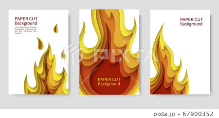 Set of white posters with fire. Layered design in Set of white posters with fire. Layered design in 67900352