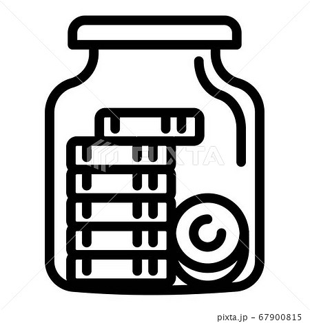 Money coins in jar icon, outline style 67900815