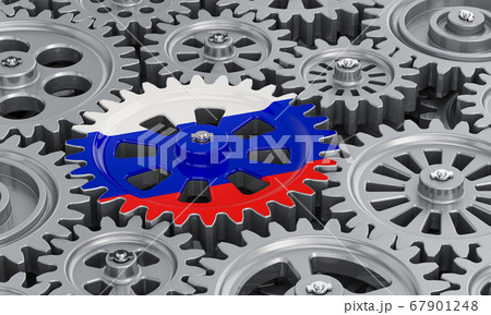 Russian flag on the gearwheel Russian flag on the gearwheel 67901248