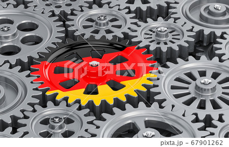 German flag on the gearwheel German flag on the gearwheel 67901262