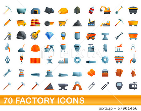 70 factory icons set, cartoon style 70 factory icons set, cartoon style 67901466