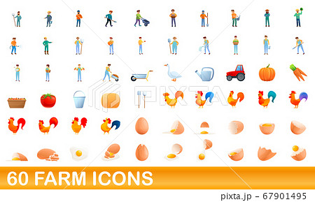 60 farm icons set, cartoon style 60 farm icons set, cartoon style 67901495